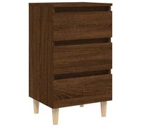 Vidaxl Bed Cabinet With Solid Wood Legs Brown Oak 40X35X69 Cm, Brown