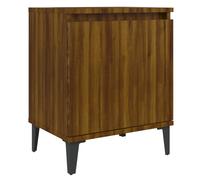 vidaXL Bed Cabinet With Metal Legs Brown Oak 40x30x50 cm, Brown