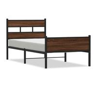 (brown oak, 100 x 190 cm/ with headboard & high footboard) vidaXL Metal Bed Frame without Mattress Bed Base Bedstead Entertainment Centre