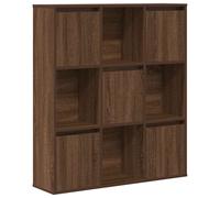 Bookcase Brown Oak 89x24x101.5 cm Engineered Wood 4-Shelves Adjustable Door Unit