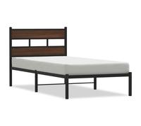 (brown oak, 107 x 203 cm) vidaXL Metal Bed Frame without Mattress Bed Base Bedstead Entertainment Centre