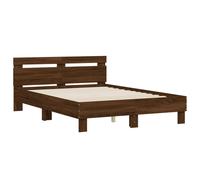 (brown oak, 120 x 200 cm) vidaXL Bed Frame with Headboard Bed Base Mattress Foundation Engineered Wood