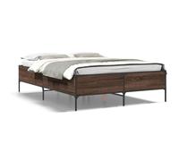 Bed Frame Brown Oak 135x190 cm Double Engineered Wood and Metal vidaXL