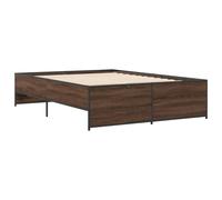 (brown oak, 135 x 190 cm) vidaXL Bed Frame Bed Base Bedstead Black 120x200 cm Engineered Wood and Metal