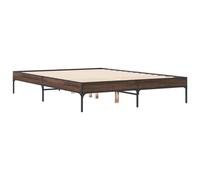 (brown oak, 135 x 190 cm) vidaXL Bed Frame Home Bed Base Mattress Foundation Engineered Wood and Metal