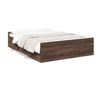 (brown oak, 135 x 190 cm) vidaXL Bed Frame with Drawers Bed Base Sonoma Oak 120x200 cm Engineered Wood