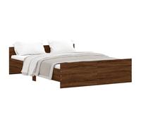 (brown oak, 135 x 190 cm) vidaXL Bed Frame with Headboard and Footboard Mattress Foundation Bed Base