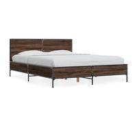 (brown oak, 140 x 190 cm) vidaXL Bed Frame Home Bed Base Smoked Oak 140x190 cm Engineered Wood and Metal
