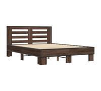 (brown oak, 140 x 190 cm) vidaXL Bed Frame Home Bed Base Sonoma Oak 90x200 cm Engineered Wood and Metal
