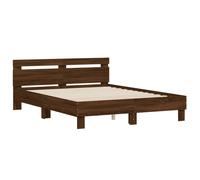 (brown oak, 140 x 190 cm) vidaXL Bed Frame with Headboard Bed Base Mattress Foundation Engineered Wood