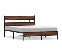 (brown oak, 140 x 190 cm/ with headboard & low footboard) vidaXL Metal Bed Frame without Mattress Bed Base Bedstead Entertainment Centre