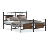 (brown oak, 140 x 200 cm) vidaXL Metal Bed Frame without Mattress double bed