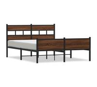 (brown oak, 140 x 200 cm/ with headboard & high footboard) vidaXL Metal Bed Frame without Mattress Bed Base Bedstead Entertainment Centre