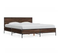 (brown oak, 150 x 200 cm) vidaXL Bed Frame Home Bed Base Smoked Oak 140x190 cm Engineered Wood and Metal