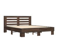 (brown oak, 150 x 200 cm) vidaXL Bed Frame Home Bed Base Sonoma Oak 90x200 cm Engineered Wood and Metal