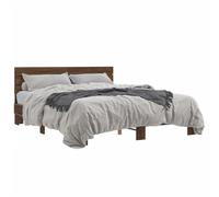 (brown oak, 150 x 200 cm) vidaXL Bed Frame Mattress Foundation Home Bed Base Engineered Wood and Metal