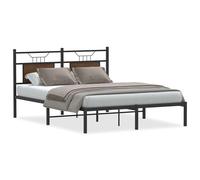 (brown oak, 150 x 200 cm) vidaXL Metal Bed Frame without Mattress double bed