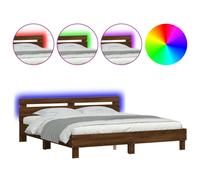 (brown oak, 160 x 200 cm) vidaXL Bed Frame with Headboard and LED Bed Base Bedstead Matress Foundation
