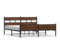 (brown oak, 183 x 213 cm/ with headboard & high footboard) vidaXL Metal Bed Frame without Mattress Bed Base Bedstead Entertainment Centre