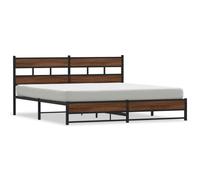 (brown oak, 193 x 203 cm) vidaXL Metal Bed Frame without Mattress Bed Base Bedstead Entertainment Centre
