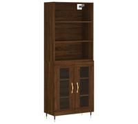 (brown oak, 2 glass doors) vidaXL Highboard Sideboard Storage Cabinet High Gloss White Engineered Wood