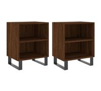 (brown oak, 2 pcs) vidaXL Bedside Cabinet Bed Table Nightstand Side Table Black Engineered Wood