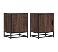 (brown oak, 2 pcs) vidaXL Bedside Cabinets 2 pcs Black 40x31x50 cm Engineered Wood and Metal