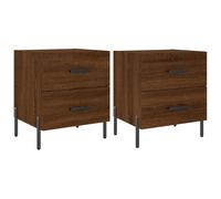 (brown oak, 2 pcs) vidaXL Bedside Cabinets Nightstand Bedside Table 2 pcs White Engineered Wood