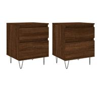 Bedside Cabinets 2 pcs Brown Oak Engineered Wood Metal Legs 40x35x50 cm set of 2