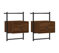 (brown oak, 2 pcs) vidaXL Bedside Cabinets Wall-mounted Nightstand Bed Table Engineered Wood