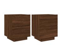 Bedside Cabinets with LED Lights 2 pcs Brown Oak Engineered Wood