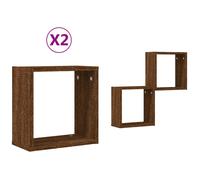 (brown oak, 2 pcs) vidaXL Wall Cube Shelves Floating Rack Storage Shelf Display Shelf Wall Shelf