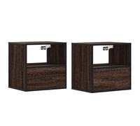 (brown oak, 2 pcs) vidaXL Wall-mounted Bedside Cabinet Smoked Oak 40x31x39.5 cm cabinet