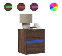 (brown oak, 2 pcs) vidaXL Wall-mounted Bedside Cabinet with LED Lights Bed Cabinet
