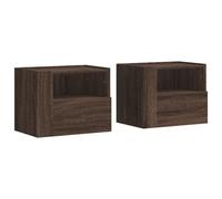 (brown oak, 2 pcs) vidaXL Wall-mounted Bedside Cabinets Floating Cabinet Hanging Bed Cabinet