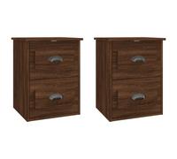 Vidaxl Wall-mounted Bedside Cabinets 2 Pcs Brown Oak 41.5X36X53Cm, Brown