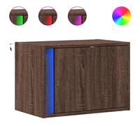 vidaXL Wall-mounted Bedside Cabinets with LED Lights 2 pcs Brown Oak