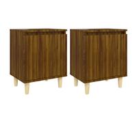 Bedside Cabinet Smoked Oak 40x30x50 cm Engineered & Solid Eucalyptus Wood Shelf
