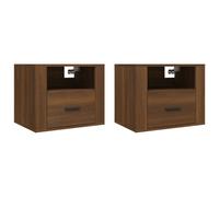 (Brown oak, 2 x Bedside cabinet) vidaXL 1/2x Wall-mounted Bedside Cabinet Floating Bedside Unit Multi Colours