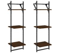 (brown oak, 30 x 25 x 100 cm) vidaXL Wall Shelves with Bars Wall Mounted Shelf Floating Shelf Rack 2 pcs