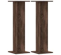 vidaXL Speaker Stands Floor Stand 2 pcs - Brown Oak Engineered Wood, 30x30 cm Top Plate, 60 kg Load Capacity, 95 cm Height, Sand Fillable