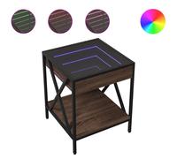 (brown oak, 40 x 40 x 49 cm) vidaXL Coffee Table with Infinity LED Hallway End Table Side Table Sonoma Oak