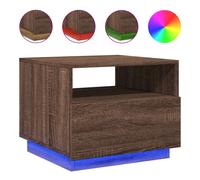 (brown oak, 50 x 49 x 40 cm) vidaXL Coffee Table with LED Lights Hallway Accent End Table Side Sofa Table