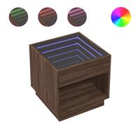 (brown oak, 50 x 50 x 50 cm) vidaXL Coffee Table with Infinity LED Hallway End Table Accent Side Table
