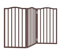 vidaXL Dog Gate Foldable 3 Panels Brown Oak 150 cm?Poplar Wood, Brown