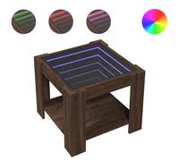 vidaXL Coffee Table with LED Brown Oak 53x53x45 cm Engineered Wood, Brown