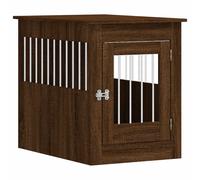 'VidaXL Brown Oak Dog Crate Furniture with Engineered Wood & Steel Wire - Kennel, Doghouse and End Table with Lockable Door