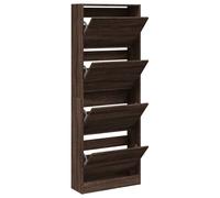 (brown oak, 60 x 21 x 163.5 cm) vidaXL Shoe Cabinet with 4 Flip-Drawers Shoe Storage Shelf Shoe Rack Cupboard