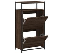 (brown oak, 60 x 34 x 112 cm) vidaXL Shoe Cabinet with 4 Flip-Drawers Shoe Storage Shelf Rack Grey Sonoma