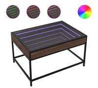 (brown oak, 70 x 50 x 41 cm) vidaXL Coffee Table with Infinity LED Tea End Table Side Table Grey Sonoma